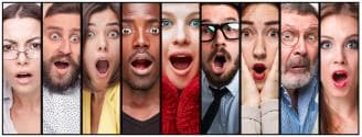 Multiple faces showing different emotions