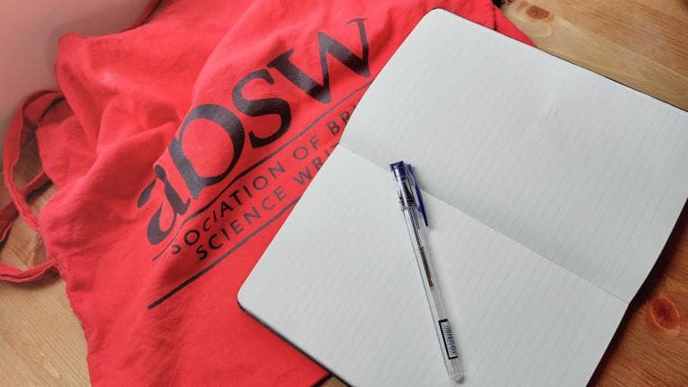 Association of British Science Writers bag with notepad