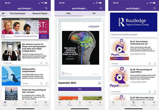 Screengrabs from The Psychologist app
