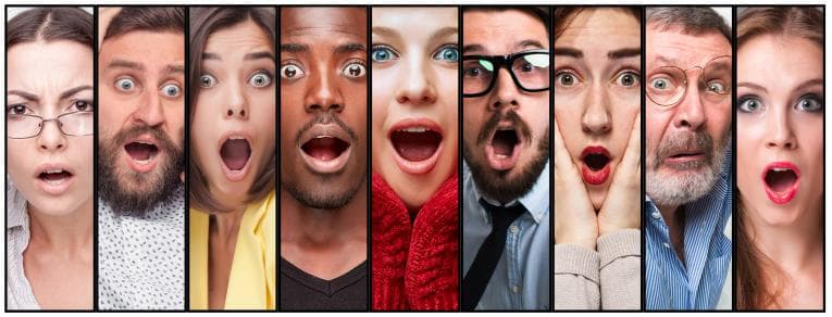 Multiple faces showing different emotions