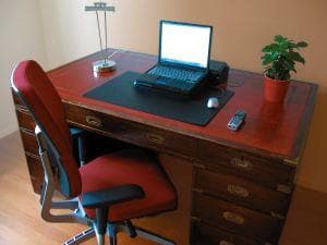 laptop at a desk