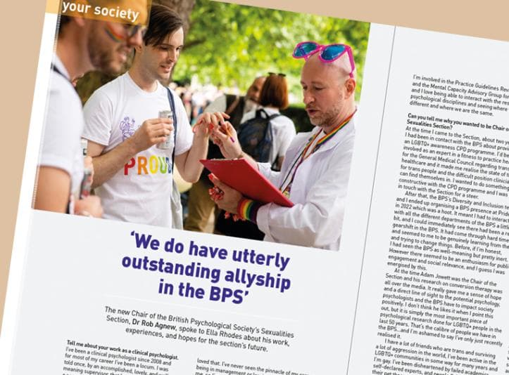 Spread of Rob Agnew interview in The Psychologist