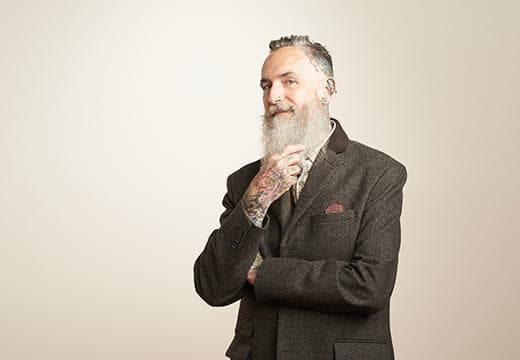 Cynical bearded man