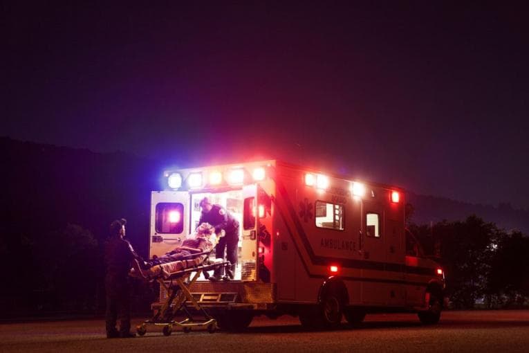 An American ambulance at night